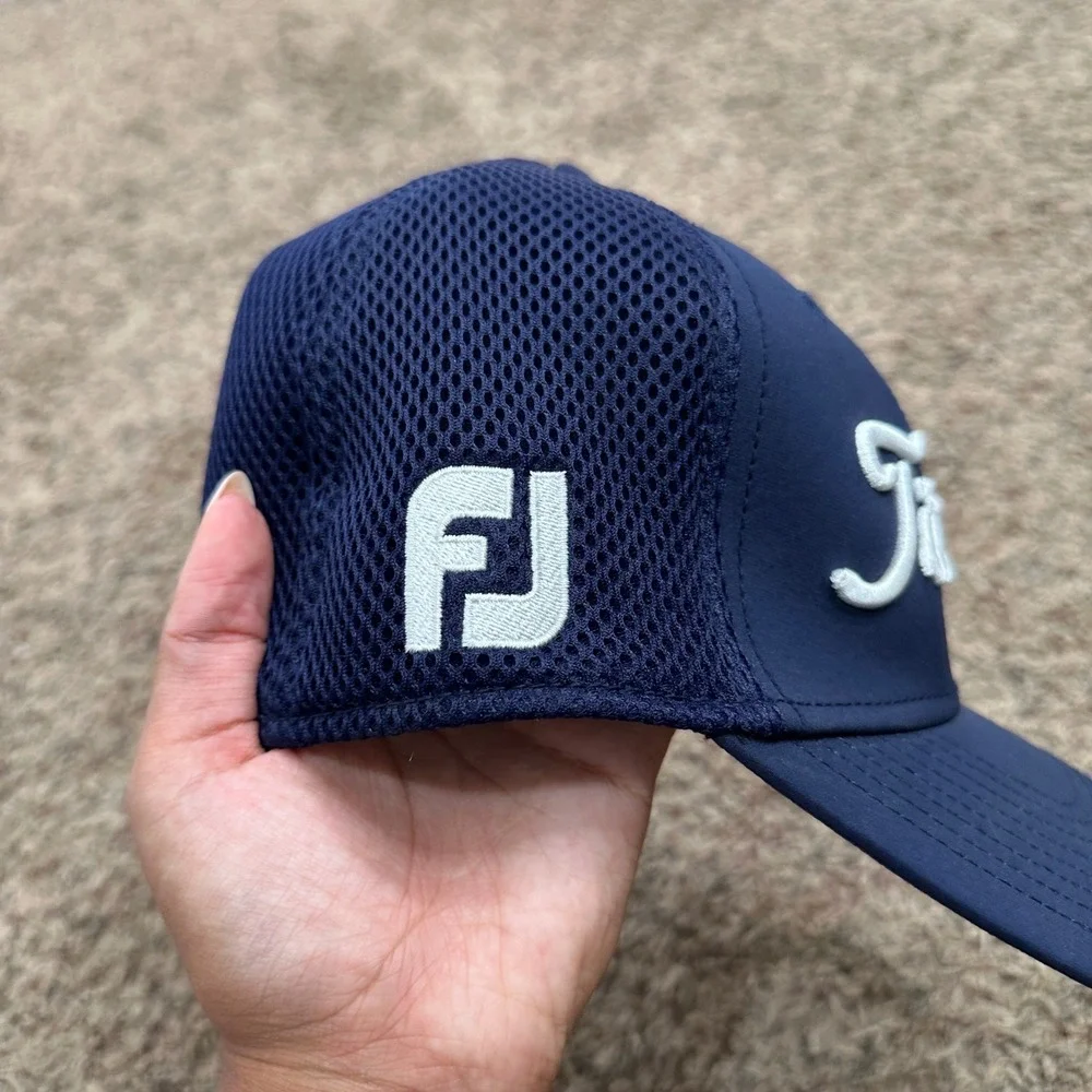 Titleist New Era Golf Hat Navy Blue Mesh Back Pro V1 FootJoy FJ Medium-Large